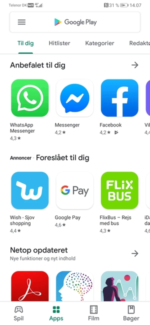 Vælg søgefeltet