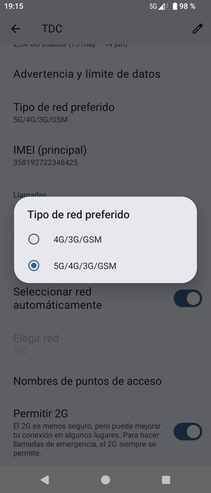 Seleccione la opción deseada