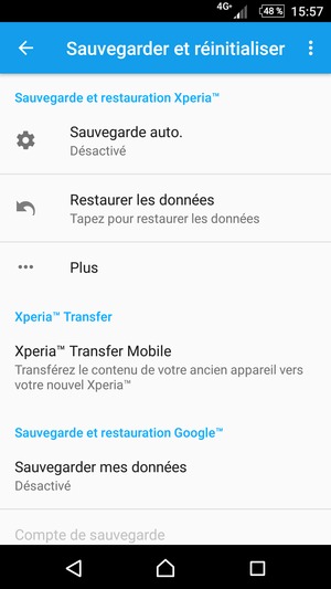 Sélectionnez Sauvegarder mes données