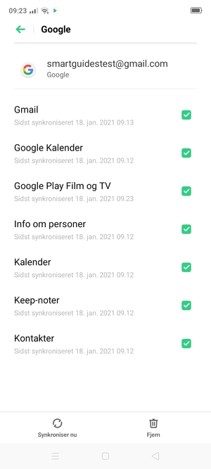 Vælg Synkroniser nu