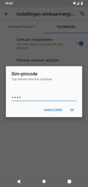 Bevestig uw nieuwe sim-pincode en selecteer OK