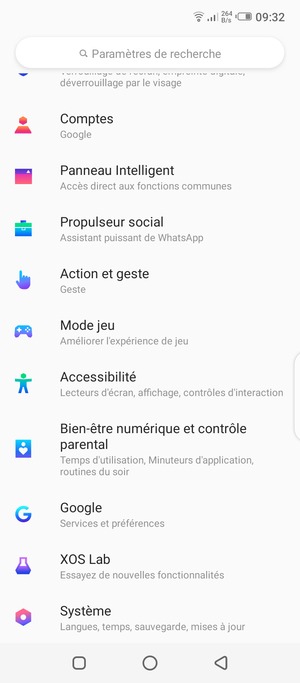 Faites défiler et sélectionnez Comptes