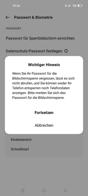 Wählen Sie Fortsetzen