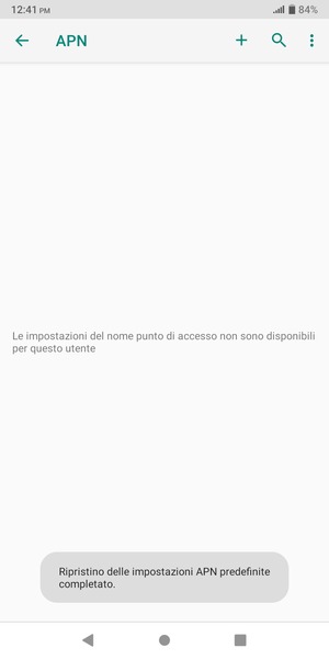 Le impostazioni del tuo telefono saranno ripristinate secondo le impostazioni internet e MMS predefinite