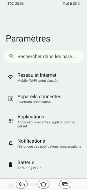 Sélectionnez Réseau et Internet