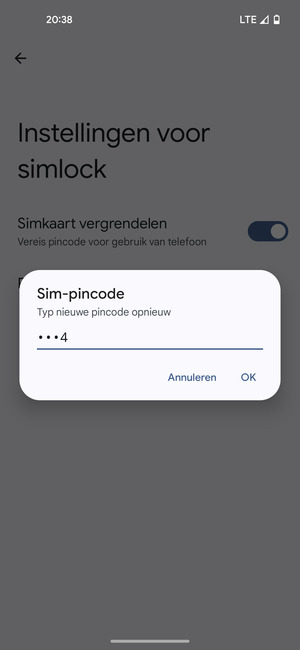 Bevestig uw nieuwe sim-pincode en selecteer OK