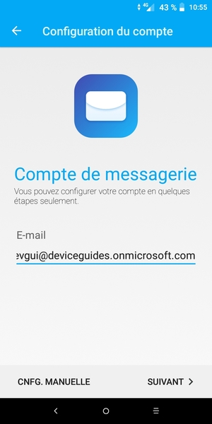 Saisissez votre adresse e-mail et sélectionnez CNFG. MANUELLE