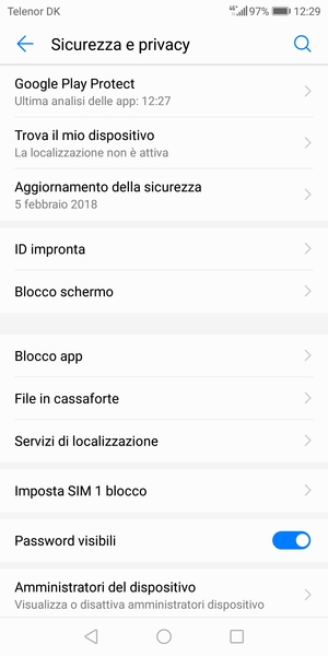 Seleziona Imposta SIM blocco