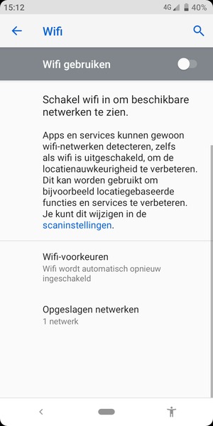 Schakel Wifi gebruiken in