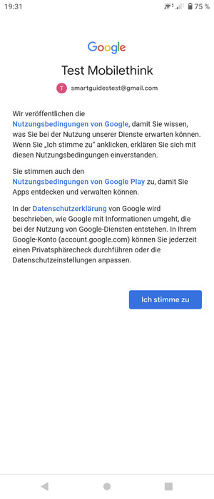 Wählen Sie Ich stimme zu