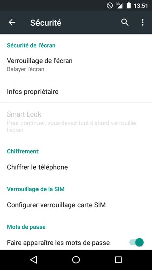 Sélectionnez Verrouillage de l'écran
