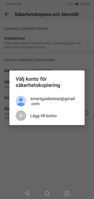 Tryck på ditt säkerhetskopieringskonto