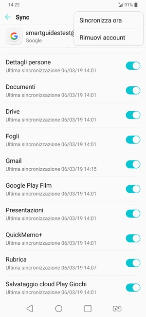 Seleziona Sincronizza ora
