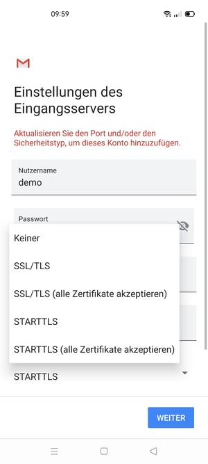 Wählen Sie Keiner und WEITER