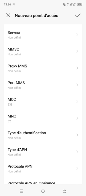 Faites défiler vers le bas et saisissez les informations MMS