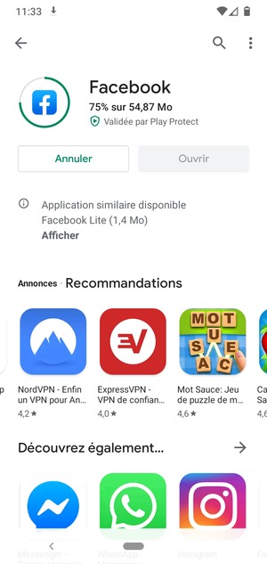 Veuillez attendre la fin de la procédure d'installation
