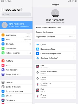 Seleziona Apple ID, iCloud, iTunes & App St... e poi iCloud