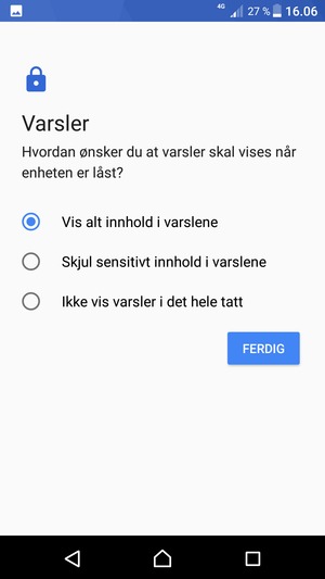 Velg ønsket alternativ og velg FERDIG