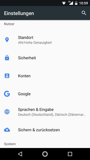 Scrollen Sie und wählen Sie Sicherheit