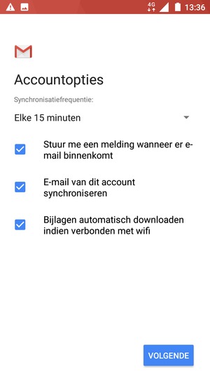 Selecteer VOLGENDE