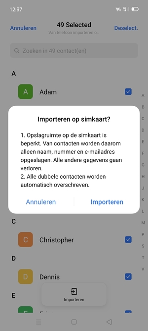 Selecteer Importeren