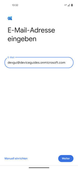 Geben Sie Ihre E-Mail-Adresse ein und wählen Sie Manuell einrichten