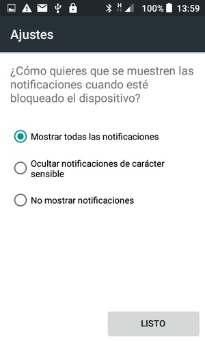 Seleccione la opción deseada y seleccione LISTO