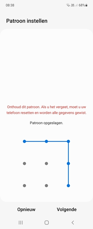 Teken een ontgrendelingspatroon en selecteer Volgende