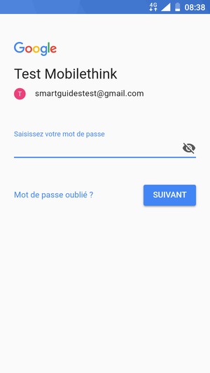 Saisissez votre mot de passe et sélectionnez SUIVANT