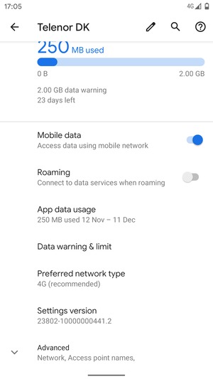 Scroll to and select Advanced
