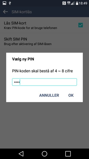 Indtast din Nye PIN-kode og vælg OK