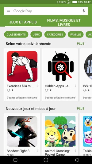 Sélectionnez la barre de Recherche