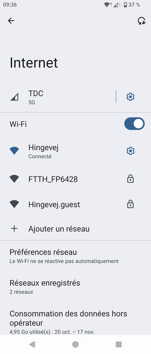 Vous êtes maintenant connecté au réseau Wi-Fi