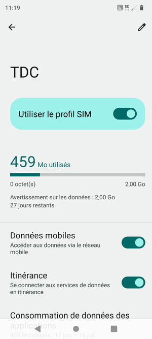 Activer ou désactiver Itinérance