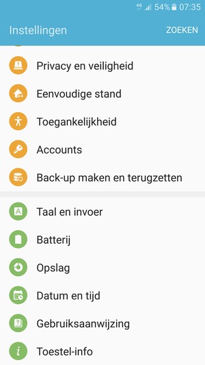 Scroll naar en selecteer Batterij