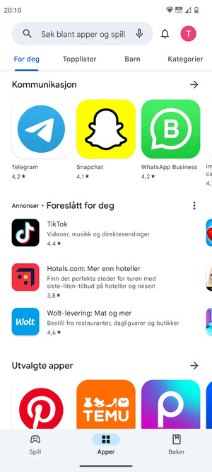 Velg søkefelt