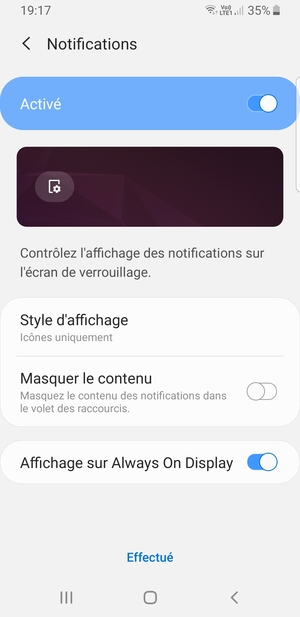 Sélectionnez votre options préférées et sélectionnez Effectué