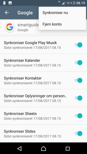 Vælg Synkroniser nu
