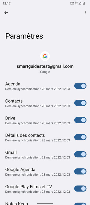 Assurez-vous que Contacts est sélectionné