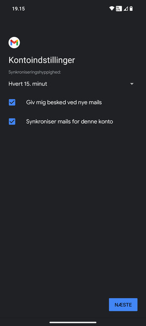 Vælg NÆSTE