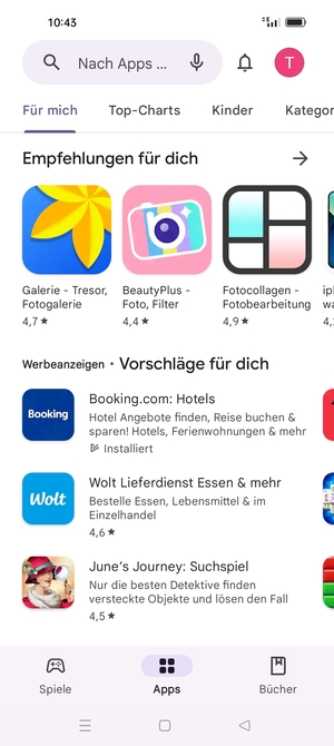 Wählen Sie die Suchleiste