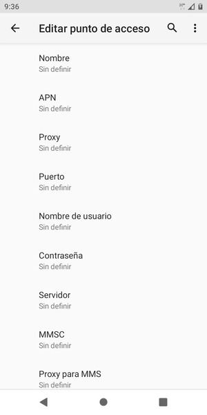 Introduzca la información de Internet