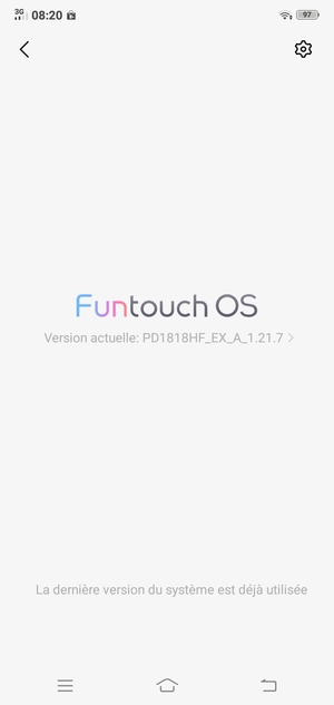 Si votre téléphone est à jour, vous verrez l'écran suivant