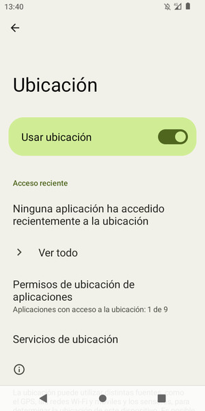 Desactive Usar ubicación