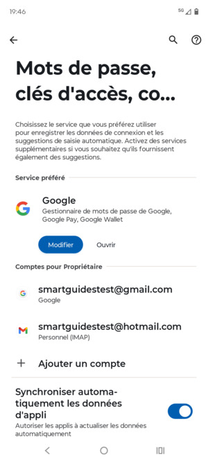 Sélectionnez votre compte Google