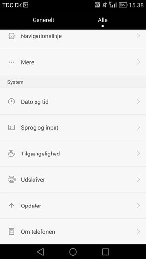 Scroll til og vælg Om telefonen