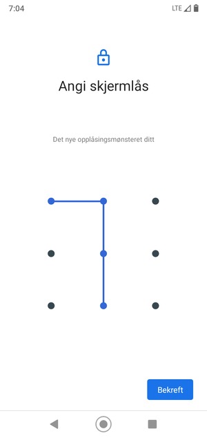 Tegn opplåsingsmønsteret igjen og velg Bekreft