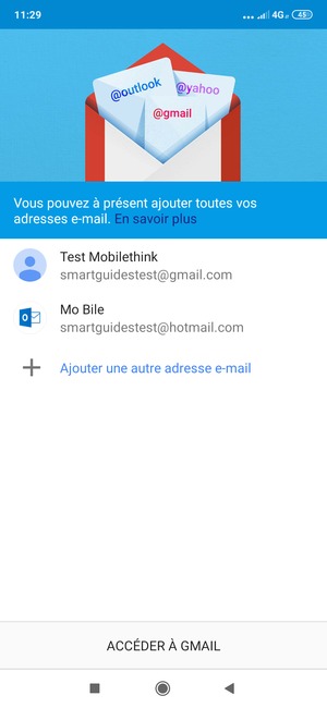Sélectionnez ACCÉDER À GMAIL