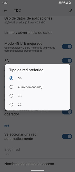 Seleccione la opción deseada