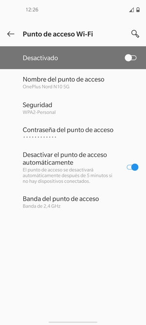Seleccione Contraseña del punto de acceso